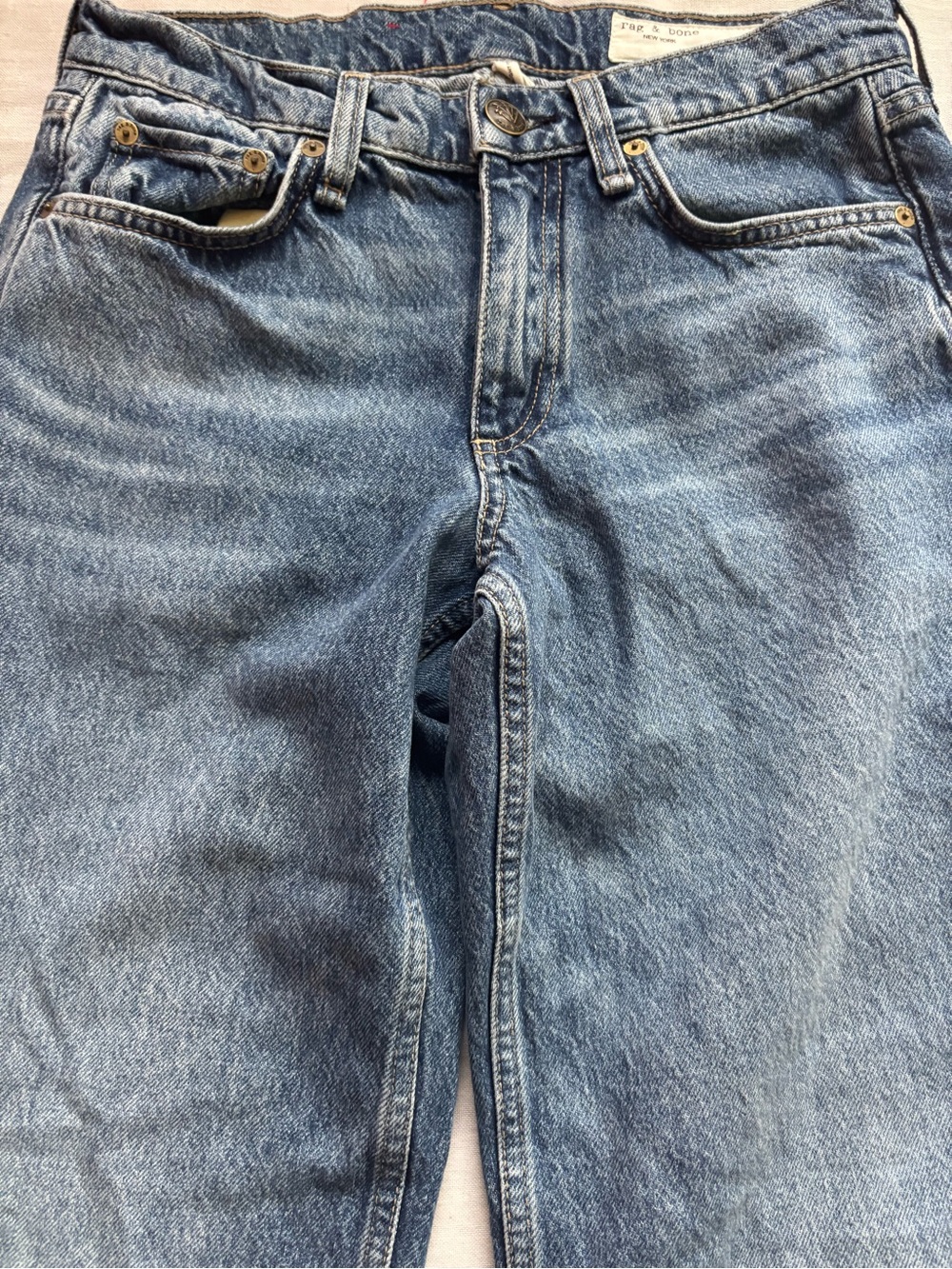 Rag & Bone Saige Low Rise Relaxed Straight Jeans Size 25 Echo Full Length - Picture 5 of 13